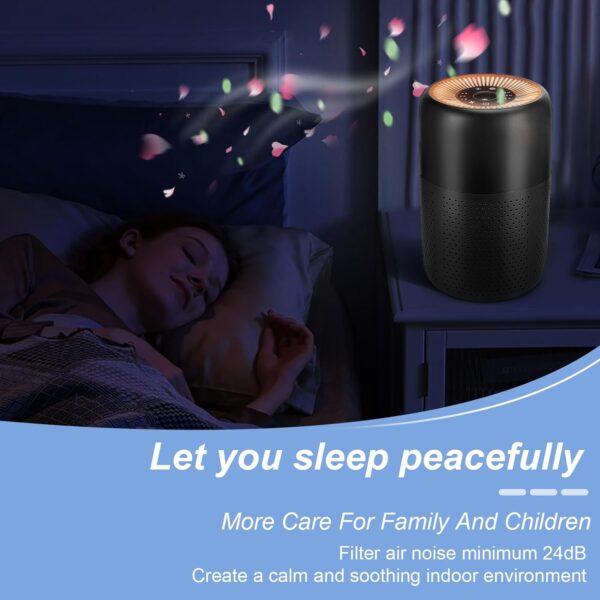 2 Pack TPLMB Air Purifiers for Bedroom,H13 HEPA Filters,Fragrance Sponge for Better Sleep,Portable Air Purifier with Nightlight Speed Control,For Home Living Room,24dB Filtration System,P60 (2, Black)